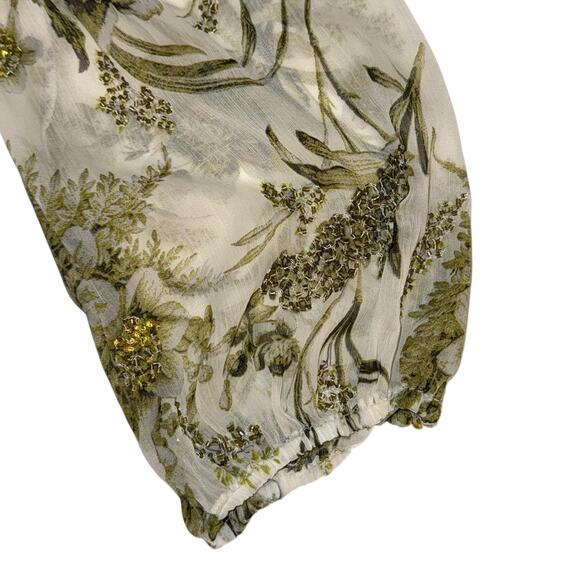 Asos Floral Cluster Embellished Long Sleeve Cut Out Ruffled Mini Dress Size 6 - Picture 9 of 15